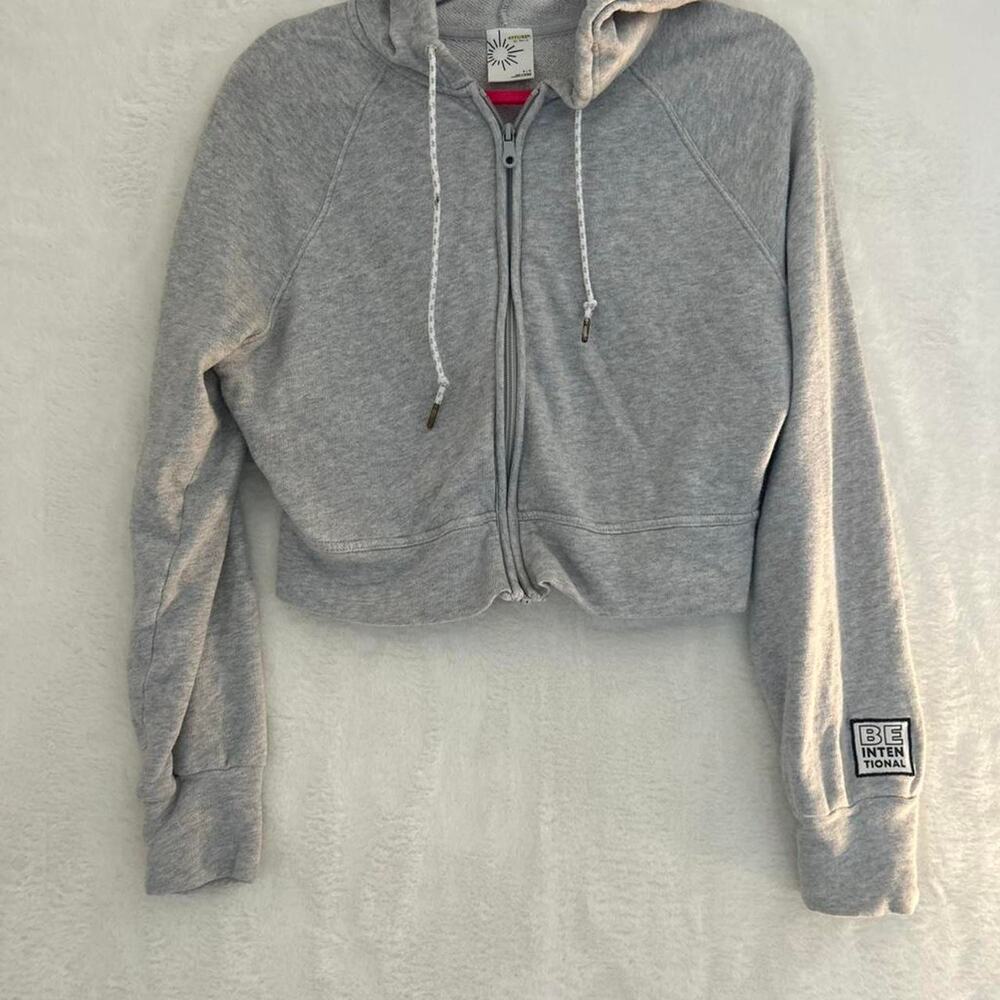 OFFLINE by Aerie Zip Up Hoodie Womens‎ Small Gray Cropped Intentional Sweatshirt